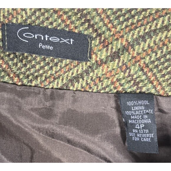 Context Petite Skirt Women’s Size 4P Pleated Tweed Plaid Wool Academia Preppy - Picture 11 of 11